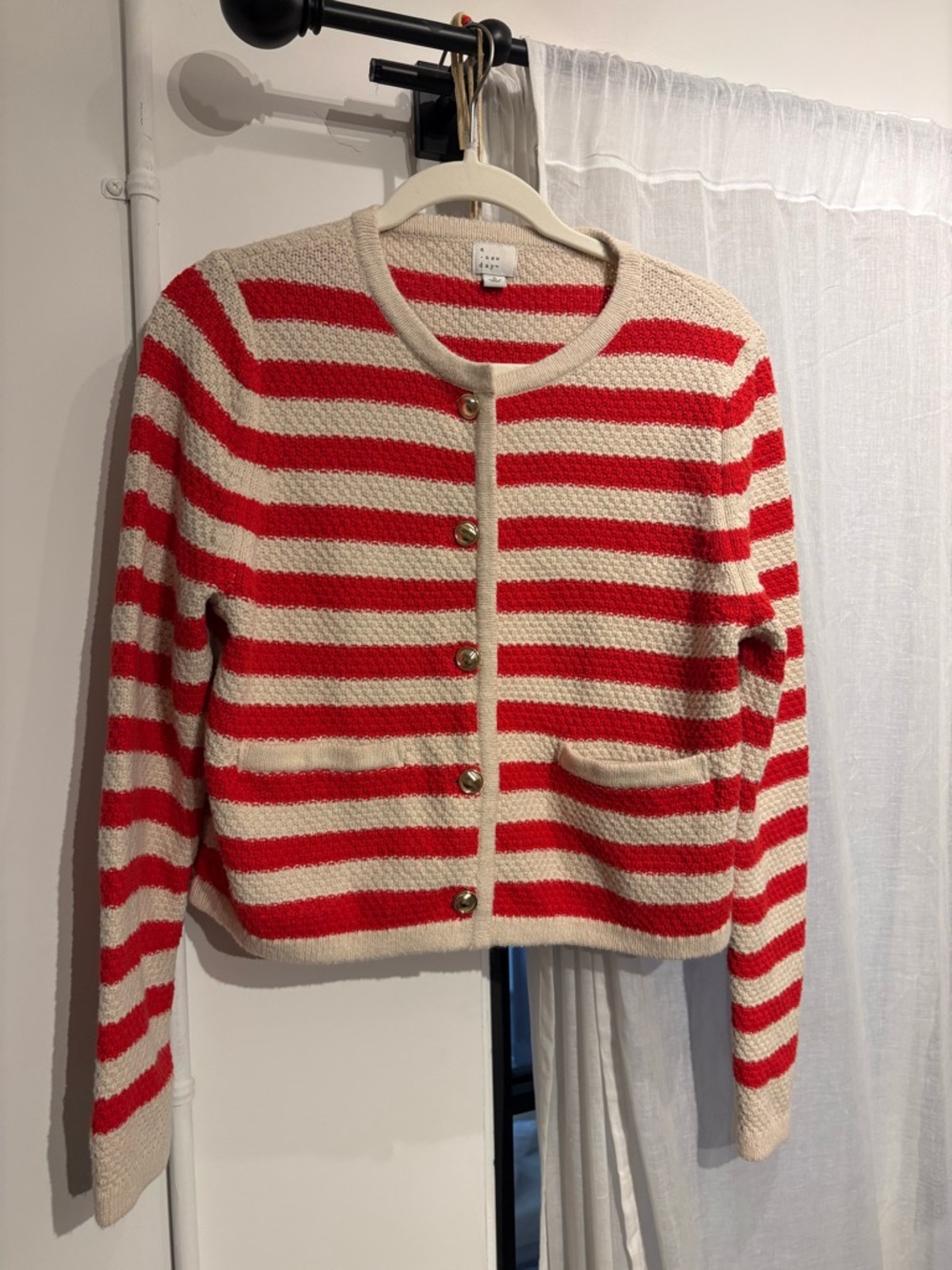 Target Red and Cream Striped Button-Up Cardigan